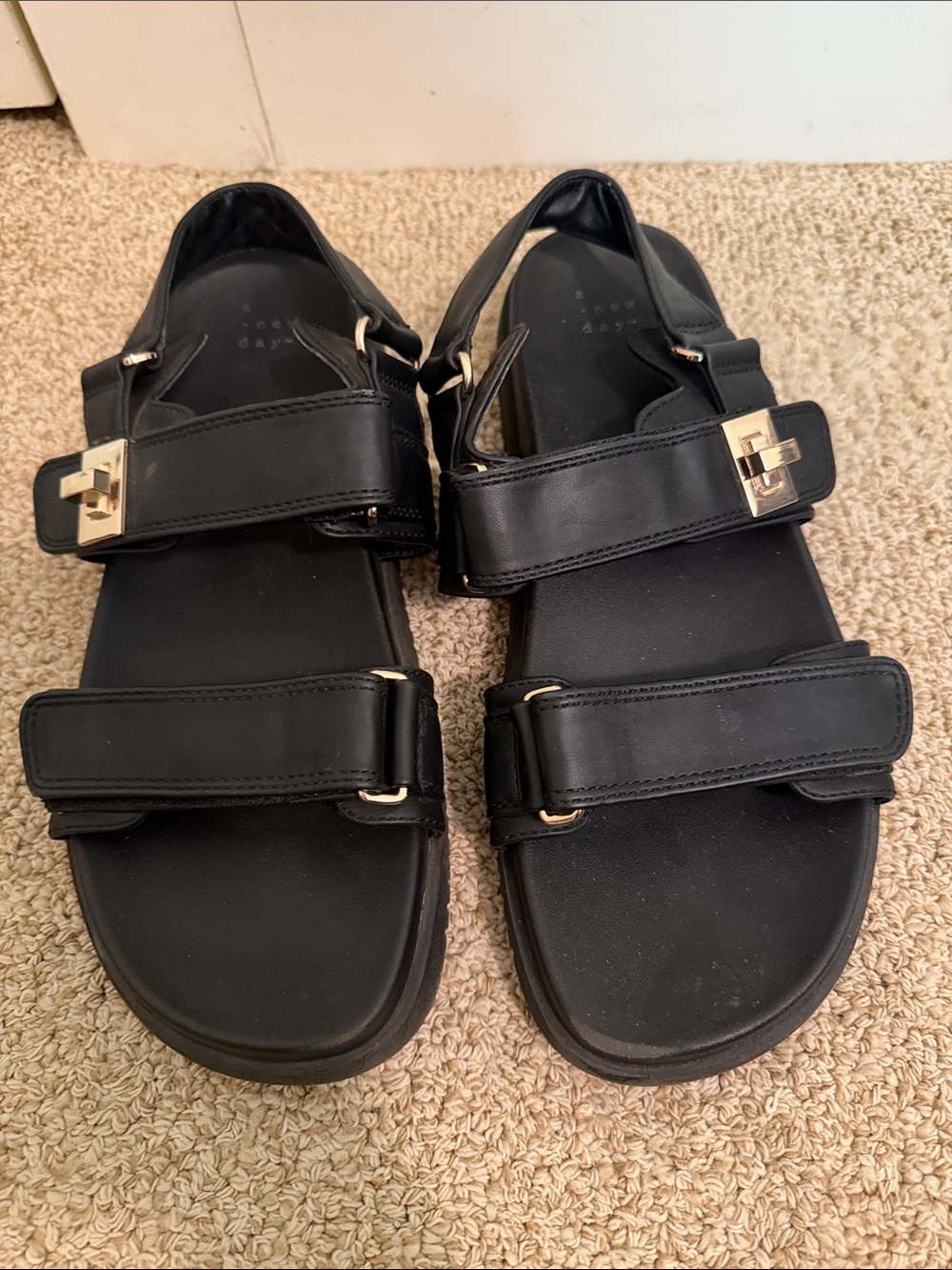 Target Black and Gold Strappy Sandals 10
